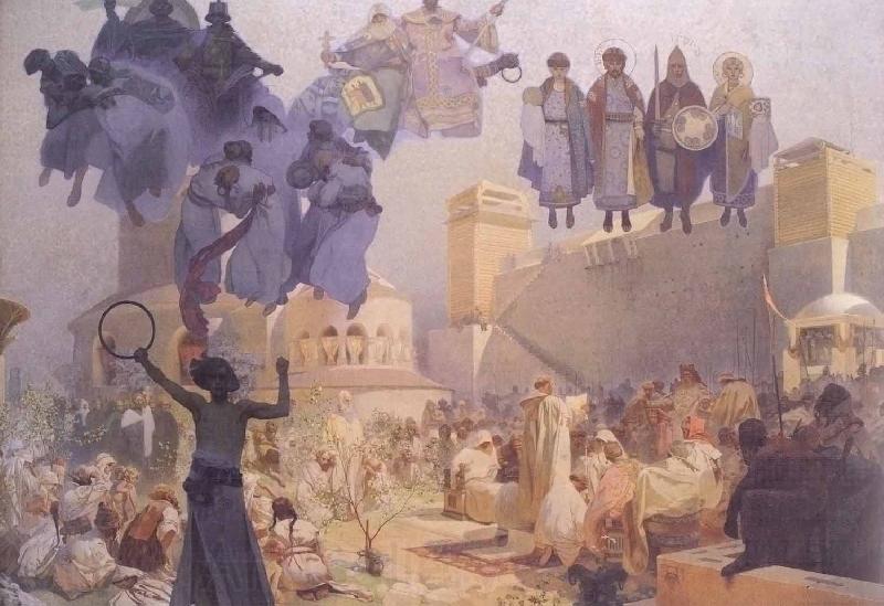 Alfons Mucha Slavs in their Original Homeland: Between the Turanian Whip and the sword of the Goths Spain oil painting art